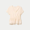Blouse droite col v manches courtes ecru femme