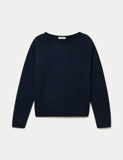 Pull manches longues bleu marine femme