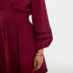 Robe courte &eacute;vas&eacute;e col v manches 3/4 bordeaux femme