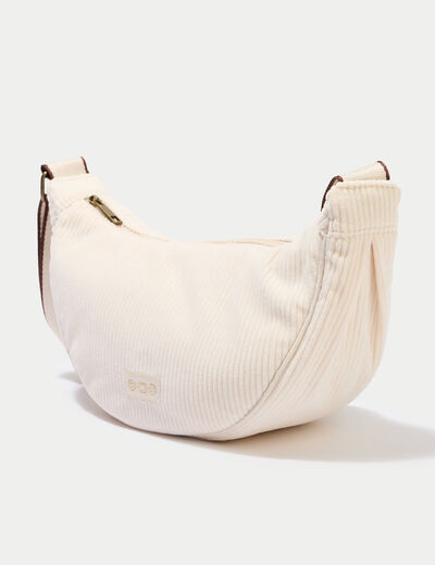 Sac banane velours c&ocirc;tel&eacute; ecru femme