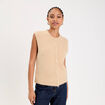 Gilet sans manches col rond beige femme