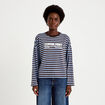 T-shirt col rond manches longues marron femme