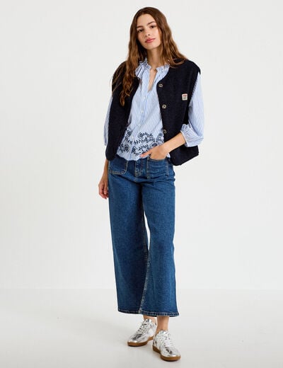 Gilet sans manches effet polaire bleu marine femme