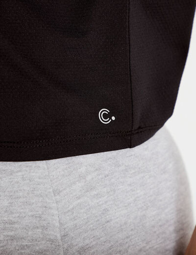 T-shirt col rond manches courtes noir femme