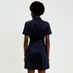 Robe boutonn&eacute;e aspect daim bleu marine femme