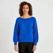 Pull ample col bateau manches longues bleu electrique femme