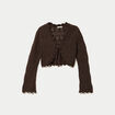 Gilet ajour&eacute; nou&eacute; marron fonc&eacute; femme
