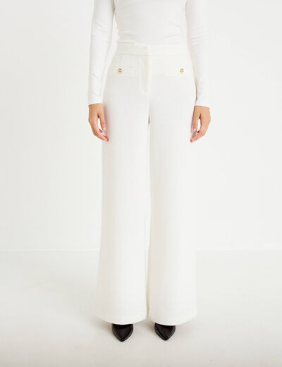Pantalon bootcut taille standard ecru femme