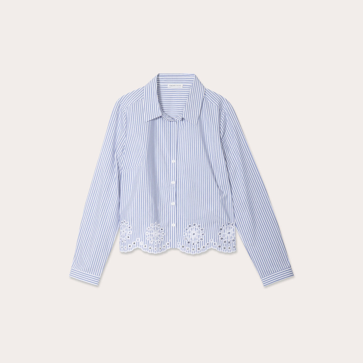 Chemise avec broderie blanc femme