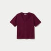 T-shirt col v manches courtes bordeaux femme