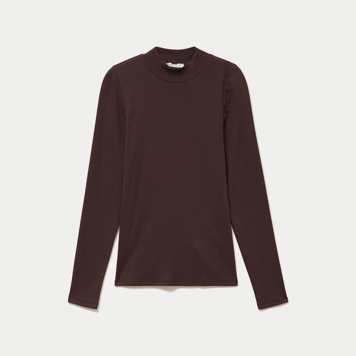 T-shirt ajust&eacute; manches longues marron fonc&eacute; femme