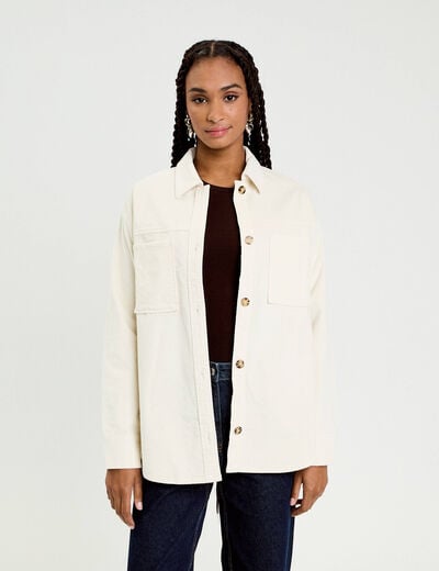 Chemise oversize en velours ivoire femme