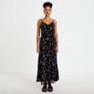 Robe longue &eacute;vas&eacute;e col v dentelle noir femme