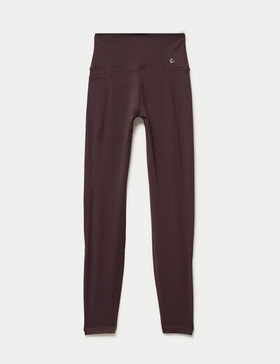 Leggings taille haute marron fonc&eacute; femme