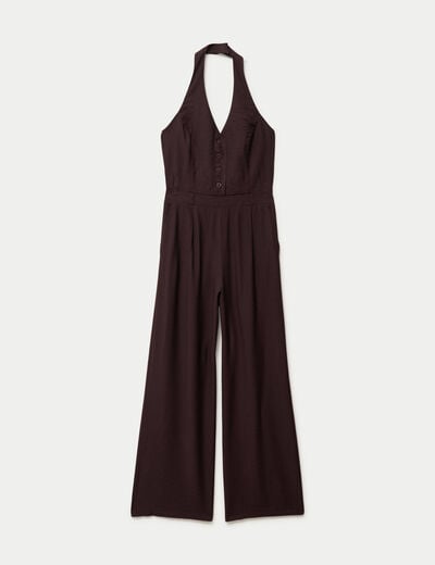 Combinaison dos nu marron fonc&eacute; femme