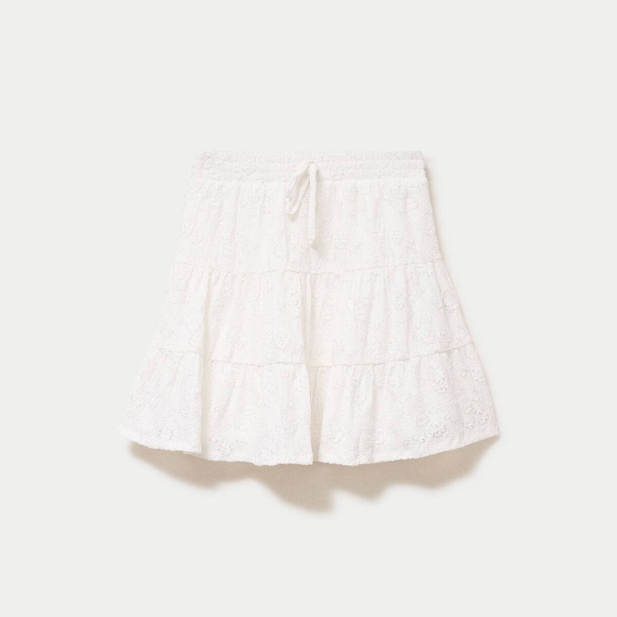 Jupe courte &eacute;vas&eacute;e en maille ecru femme