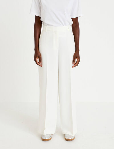 Pantalon bootcut taille standard ecru femme