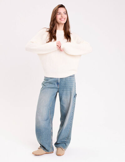 Pull manches longues ecru femme