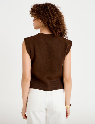 Gilet sans manches marron fonc&eacute; femme