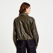 Veste effet boule manches longues vert kaki femme