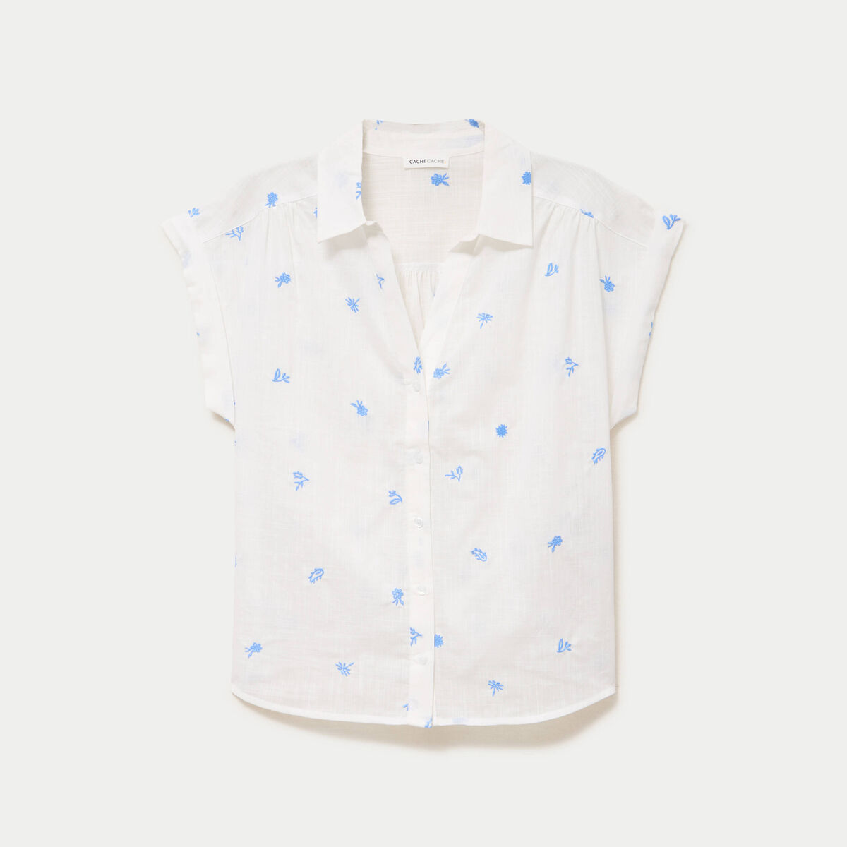 Blouse droite sans manches col rond blanc femme