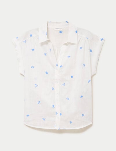 Blouse droite sans manches col rond blanc femme
