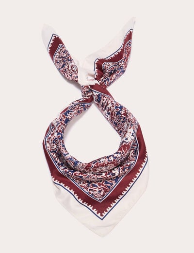 Foulard satin&eacute; soyeux bordeaux femme