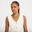 Gilet sans manches col v ecru femme
