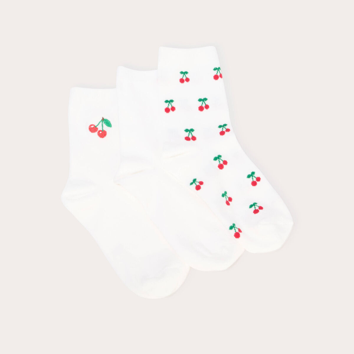 Lot de 3 paires de chaussettes fantaisie ecru femme