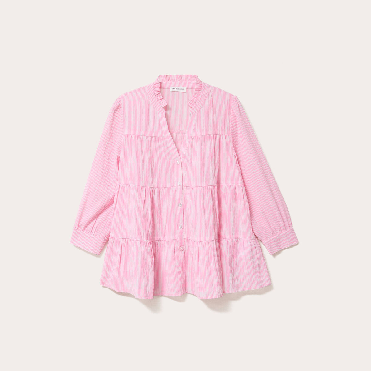 Blouse manches 3/4 rose clair femme