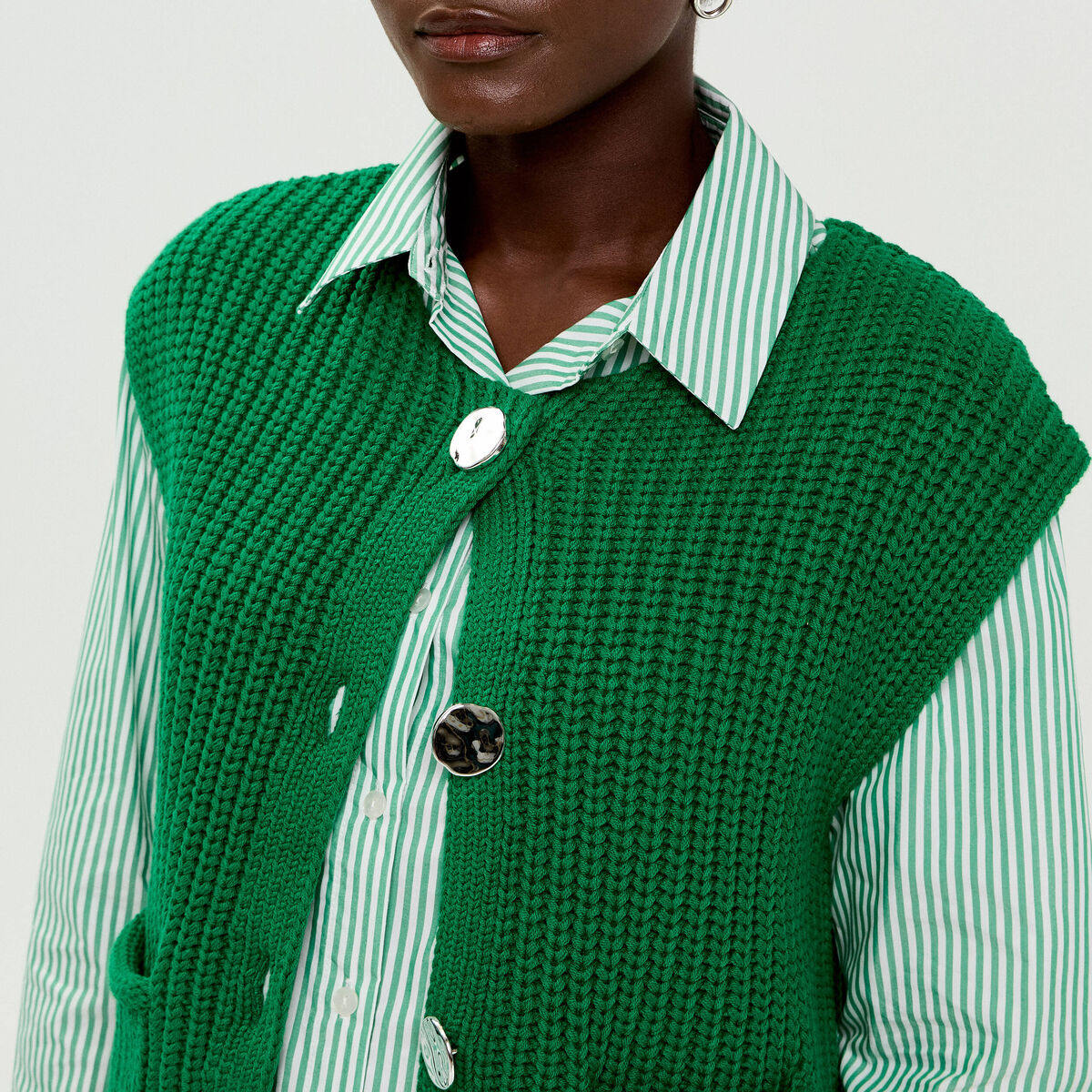 Gilet sans manches vert fonc&eacute; femme