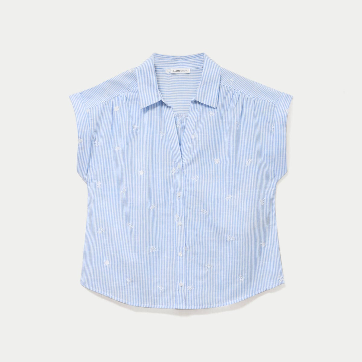 Blouse droite sans manches col rond blanc femme