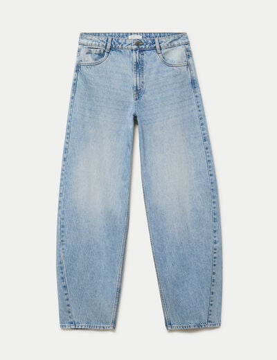 Jean barrel taille haute denim triple stone femme