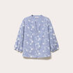 Blouse brod&eacute;e col mao manches 3/4 blanc femme