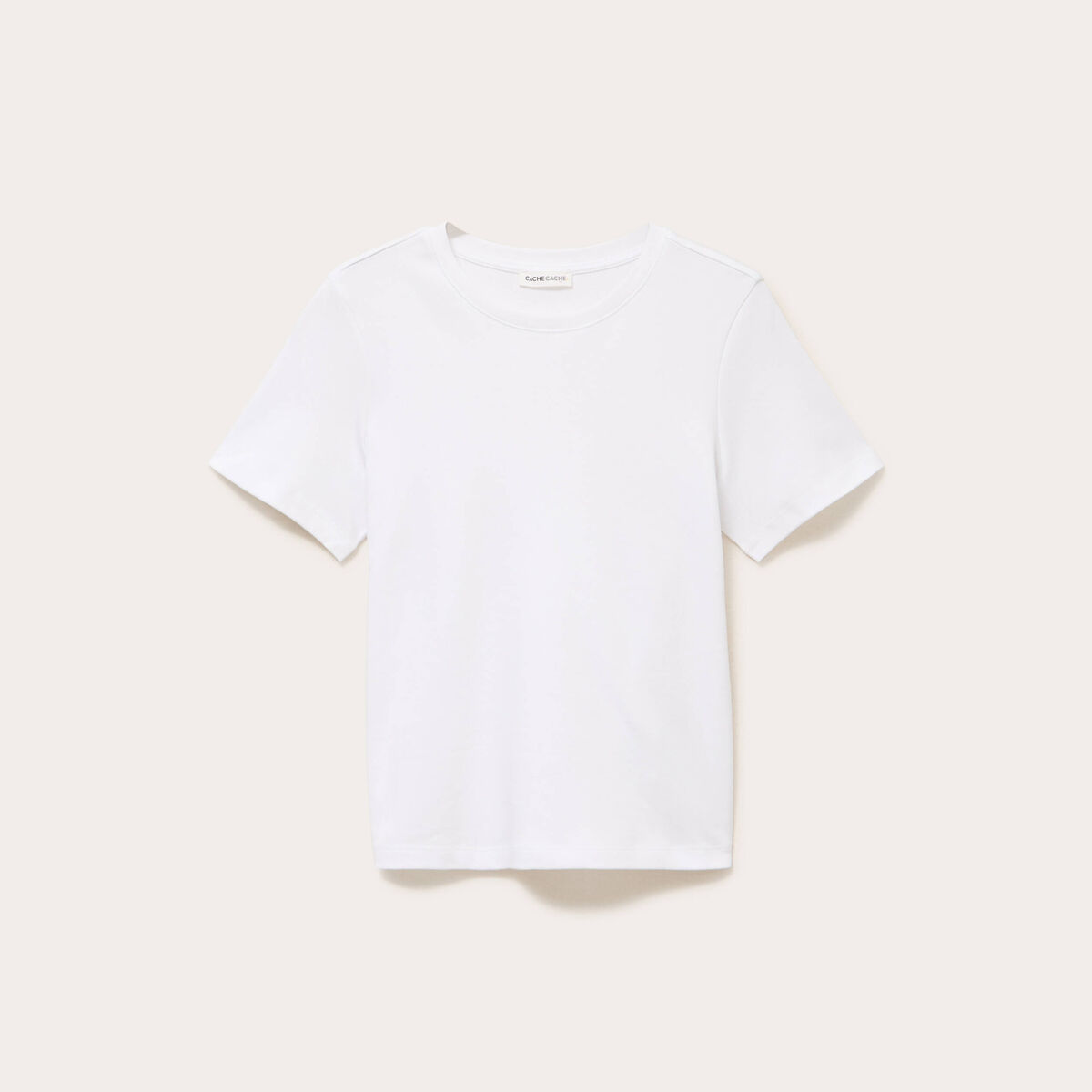 T-shirt col rond manches courtes blanc femme