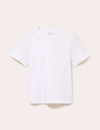 T-shirt col rond manches courtes blanc femme