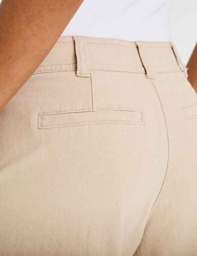 Pantalon chino coupe barrel beige femme