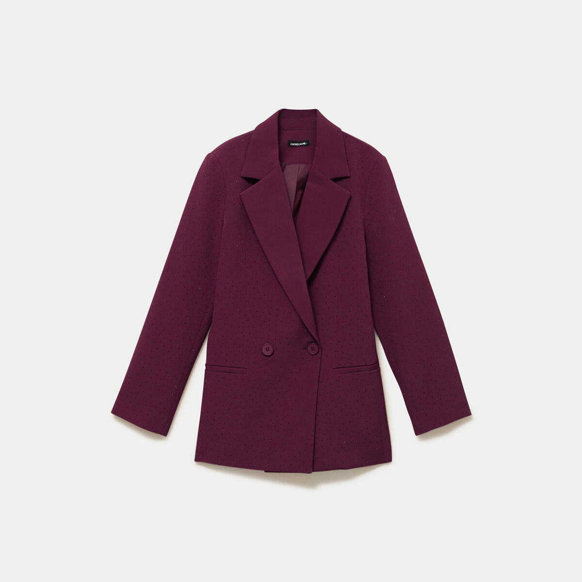 Blazer oversize brillant manches longues prune femme