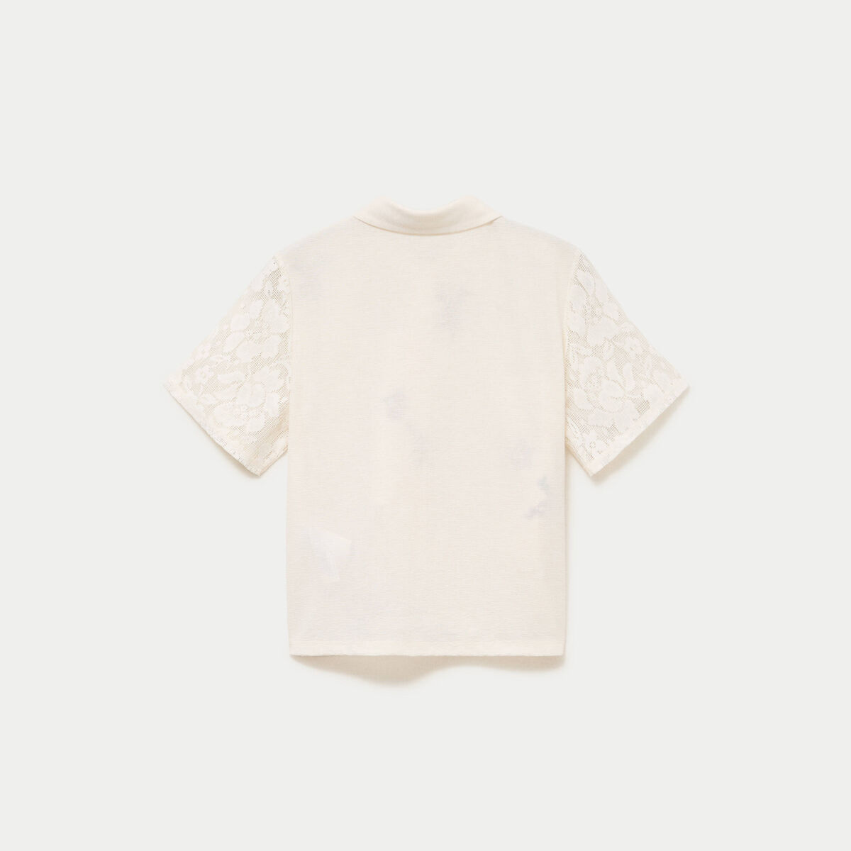 Chemise col chemise manches courtes ecru femme