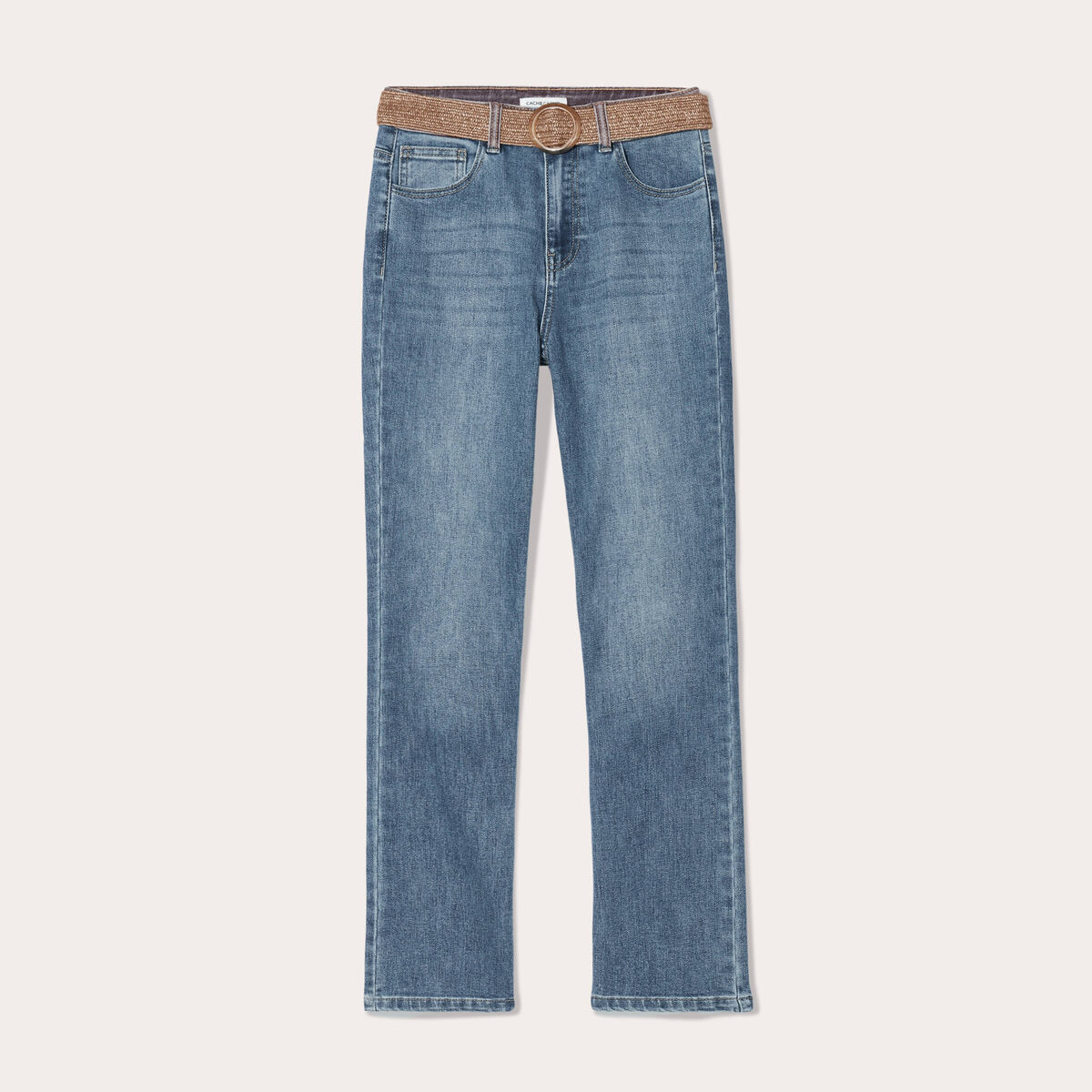 Jean bootcut cropped taille haute denim double stone femme