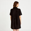Robe droite 3/4 manches courtes daim noir femme