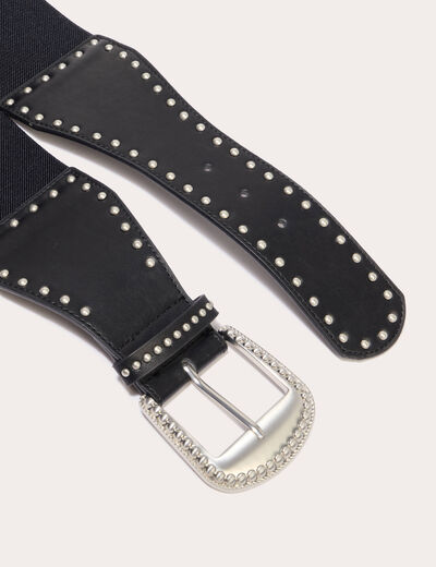 Ceinture large &agrave; d&eacute;tails clout&eacute;s noir femme
