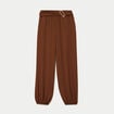 Pantalon bouffant taille standard marron femme