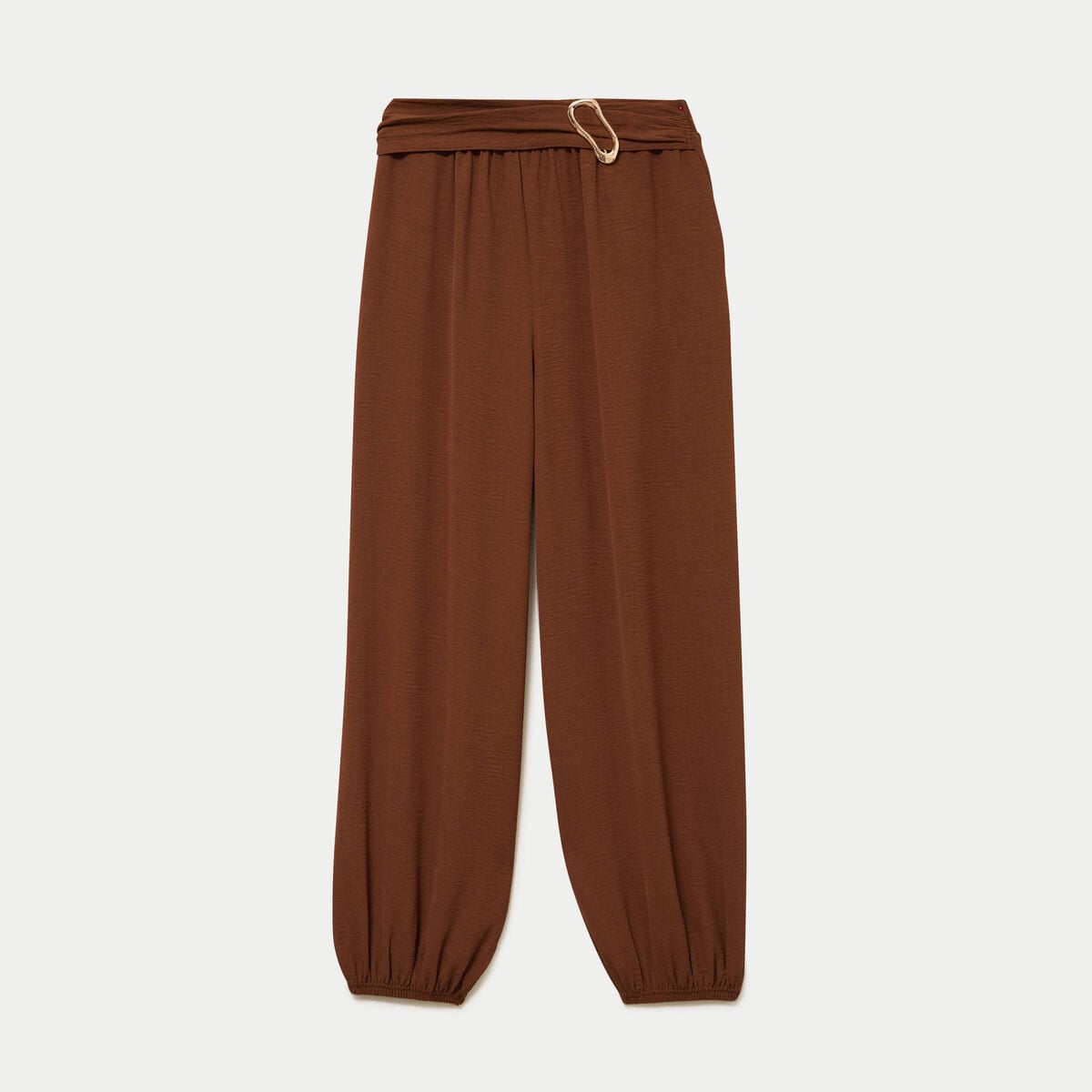 Pantalon bouffant taille standard marron femme