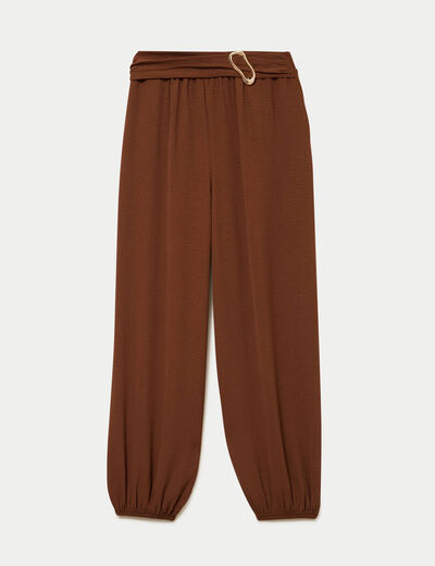 Pantalon bouffant taille standard marron femme