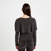 Pull cape col rond manches longues gris fonc&eacute; femme