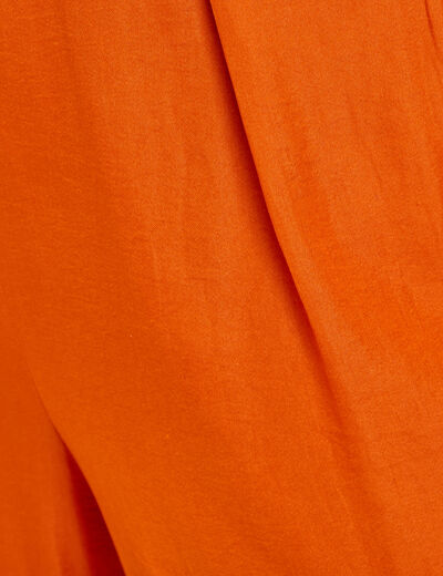 Pantalon city large satin orange femme