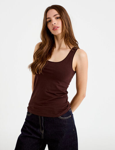 D&eacute;bardeur bretelles larges marron fonc&eacute; femme