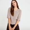 Gilet duveteux manches 3/4 taupe femme