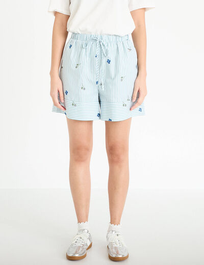 Short flare brod&eacute; Bridgerton bleu clair femme